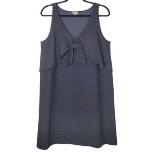 Cremieux‎ Women's Sleeveless Charcoal Black Striped Bow Front Knit Shift Dress
